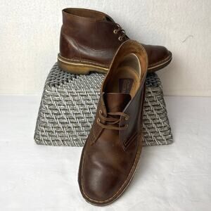 Clarks Originals Womens 8 Brown Oiled Leather Desert Chukka Boots Crepe/Gum Sole